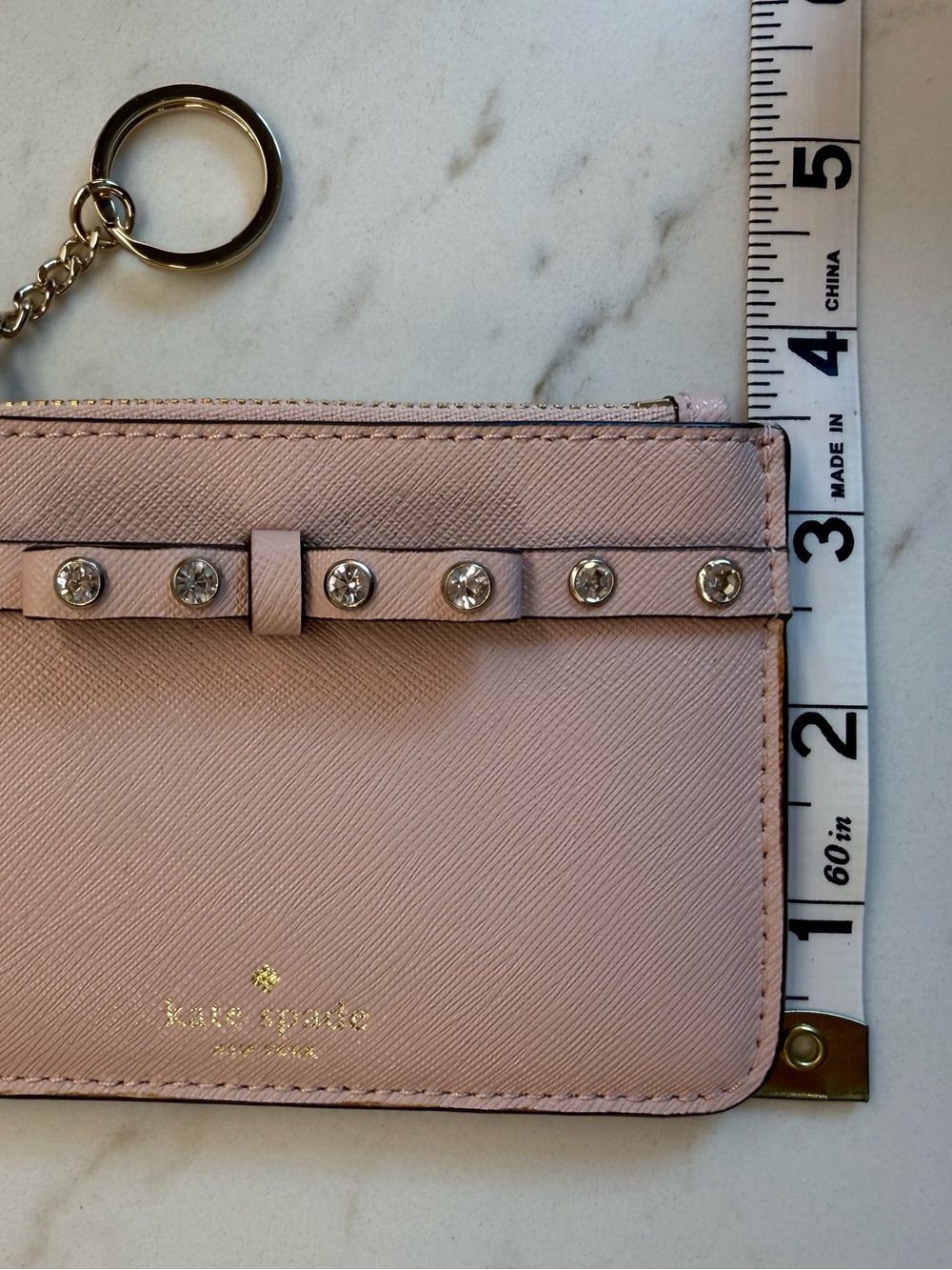 Kate Spade Blush Pink Bow Stud Card Holder - Picture 4 of 6